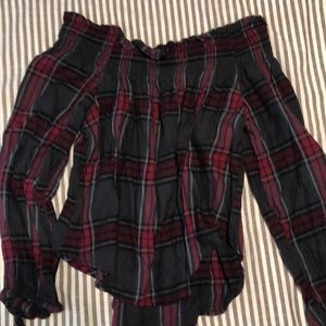 RD Style Off the Shoulder Flannel